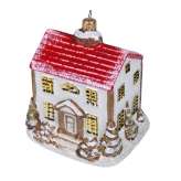 Bombka Ręcznie Zdobiona szklana Chatka 14 cm