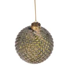 Bombka Zielona z tłoczonym wzorem 10 cm