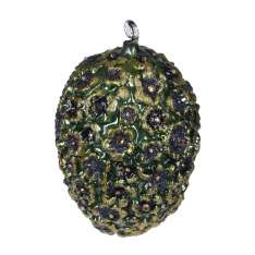 Bombka Ręcznie dekorowana szklana Jajko - Kwiaty 14 cm