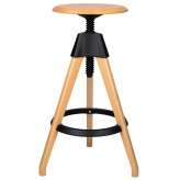 Krzesło barowe regulowane TOM czarne - polipropylen, drewno bukowe