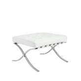 Podnóżek Barcelon Prestige biały - Włoska skóra naturalna | stal polerowana