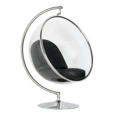 Poduszka Fotel Bubble Stand czarna - podstawa chrom | Korpus akryl | ekoskóra