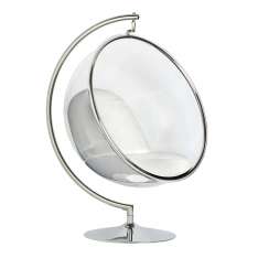 Poduszka Fotel Bubble Stand biała - podstawa chrom | Korpus akryl | ekoskóra