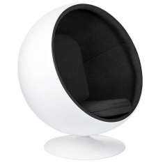 Fotel Ball biało - czarny - włókno szklane | wełna