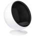 Fotel Ball biało - czarny - włókno szklane | wełna