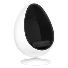 Fotel Ovalia biało - czarny - włókno szklane | wełna