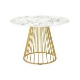 Stół GLAM MARBLE 110 - MDF, złota podstawa