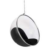 Fotel wiszący BUBBLE poduszka czarna - korpus akryl, poduszka wełna