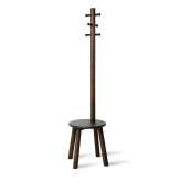 UMBRA wieszak ze stołkiem PILLAR - czarny orzech