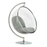Fotel BUBBLE STAND poduszka jasnoszara - podstawa chrom, korpus akryl, poduszka wełna