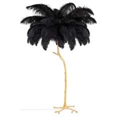 MOOSEE lampa podłogowa TIFFANY 175 czarna mosiądz / naturalne pióra