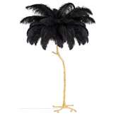 MOOSEE lampa podłogowa TIFFANY 175 czarna mosiądz / naturalne pióra