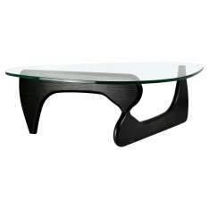 Stolik STABLE BLACK - szkło, podstawa drewniana czarny jesion.