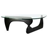 Stolik STABLE BLACK - szkło, podstawa drewniana czarny jesion.