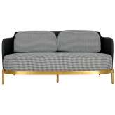 Sofa VENICE tkanina pepitka biało-czarna ekoskóra - złota podstawa