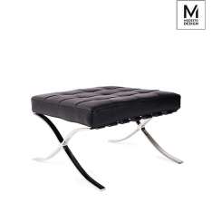 MODESTO podnóżek BARCELON czarny - ekoskóra, stal polerowana