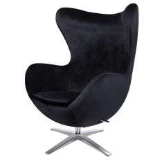 Fotel EGG SZEROKI VELVET czarny.50 - welur, podstawa stal