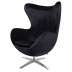 Fotel EGG SZEROKI VELVET czarny.50 - welur, podstawa stal