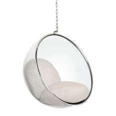 Fotel wiszący BUBBLE VELVET poduszka beżowa