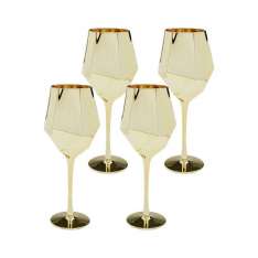 KARE komplet 4 kieliszków do wina DIAMOND 660 ml złoty