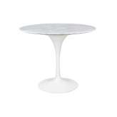 Stół Tulip Marble 90 biały - blat okrągły marmurowy | metal