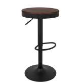Krzesło barowe VOLT regulowane czarne / ciemny wiąz