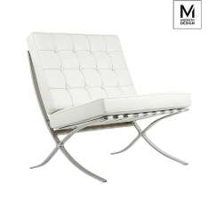 MODESTO fotel BARCELON biały - ekoskóra, stal polerowana