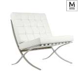 MODESTO fotel BARCELON biały - ekoskóra, stal polerowana