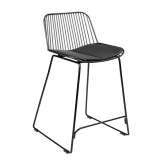 Krzesło barowe MILES czarne 66 cm - metal, ekoskóra