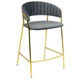 Krzesło barowe MARGO 65 ciemny szary - welur, podstawa złota