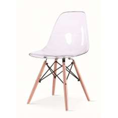 Krzesło ICE WOOD transparentne - poliweglan, podstawa bukowa