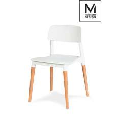 MODESTO krzesło ECCO białe - polipropylen, podstawa bukowa
