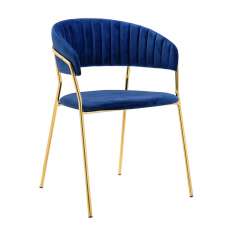 Podstawa Krzesło Margo ciemny niebieski - welur | złota