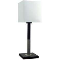 Lampa biurkowa Favorita duża 1 x 60W E27 drewno z abażurem srebrnym 23 x 23H25 41 - 25091