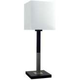 Lampa biurkowa Favorita duża 1 x 60W E27 drewno z abażurem srebrnym 23 x 23H25 41 - 25091