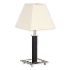 Lampa stołowa Inari mała 1 | satyna + chrom + drewno (Wenge) O1688M Wg
