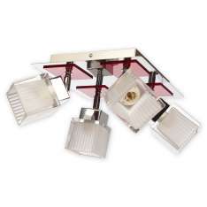 Lampa sufitowa Oxen Spot 4 | chrom + czerwony O2004 P4